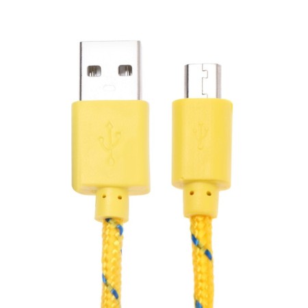 Oxion DCC288, MicroUSB - USB, charging + data transfer, 1 m, braid, yellow-1
