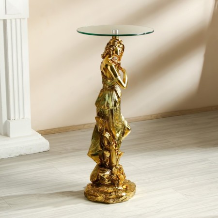 Decorative table "Girl with hair loose hair" gold 38x38x85 cm-2