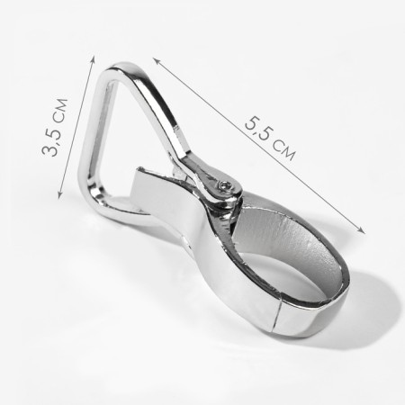 Metal carbine, 55 × 35 mm / 26 × 3.5 mm, 2 pcs, silver color-1