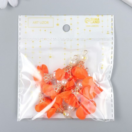Decor for creativity Textile "Flower with a pearl. Scarlet" set 10 pcs 2.5 cm-3