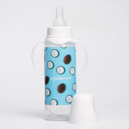 A bottle for feeding "Coconuts", classic throat, 250 ml., 0 months, cylinder, with handles-3
