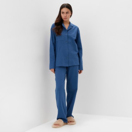 Пижама женская (рубашка и брюки) KAFTAN "Basic" р.44-46, синий-4