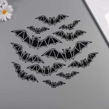 The plastic sticker glows in the dark "bats" set of 12 pcs 3 sizes