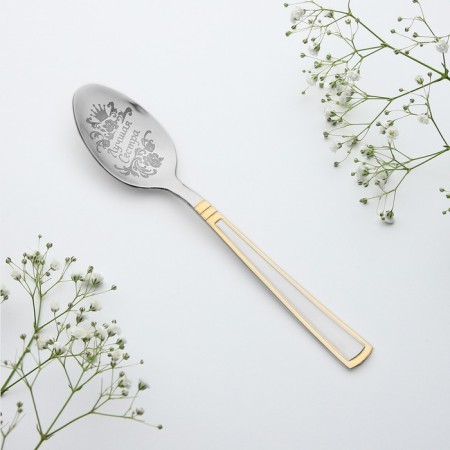 A teaspoon spoon with an engraving “Best Sister”, in a gift box, 3 x 14 cm.-2