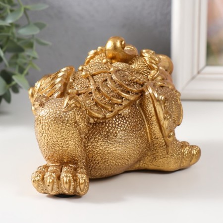 Necc Gold Polystone "Golden toad with a coin" 15.7x12x9.5 cm-2