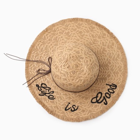 Women's hat "Life is good", size 54-56, beige color-5