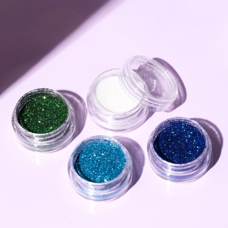 Cosmetic glitter in a jar, mix of flowers, set 4 pcs., 1 jar = 5 g-1