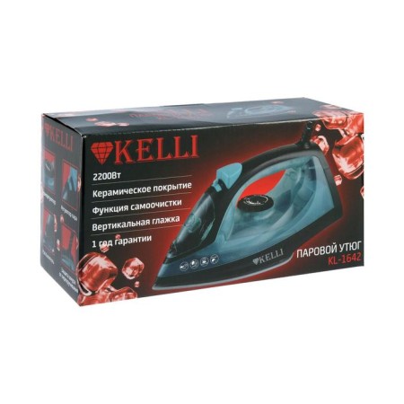 Iron Kelli KL-1642, 2200 W, ceramic sole, 200 ml, steam blow, blue-black-7