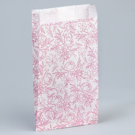 Package package, packaging, white, “flowers” ​​20 x 11 x 4 cm without a window