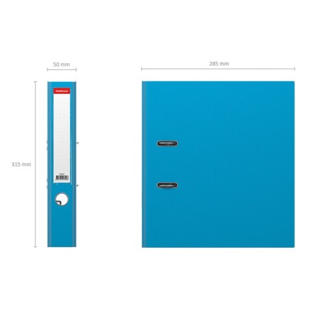 A4, 50 mm reception folder, Erichkrause Neon, assembled, pocket for a spine, laminated cardboard, blue-2