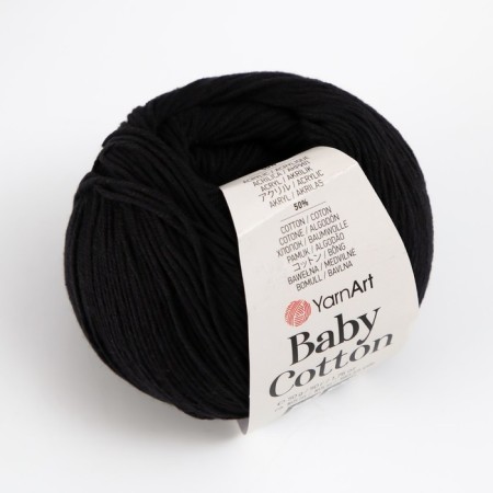 Yarn "Baby Cotton" 50% acrylic 50% cotton 165m/50g (460 black)-1