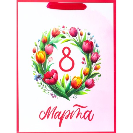 Package Gift Laminated Vertical "Festive Wreath", M 26 × 32 × 12 cm-2