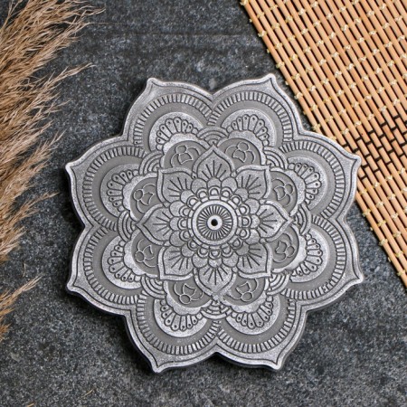 Bowl stand "Mandala" gray/white, 16x2cm