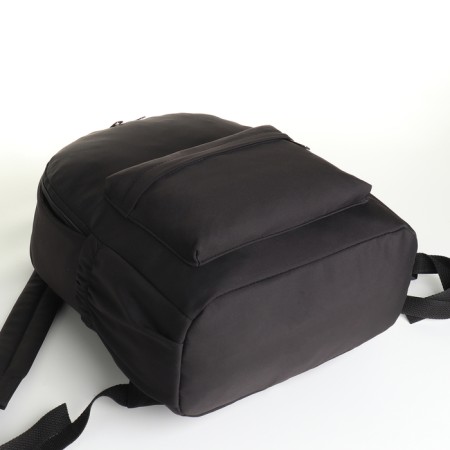 Youth backpack made of textiles, external pocket, black color-4