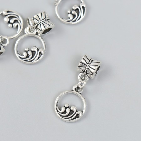 Bale with a suspension metal for creativity "waves" silver 2.4x1.2 cm