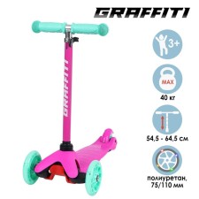 Graffiti scooter, Light wheels PU 110/75 mm, Abec 7, pink color