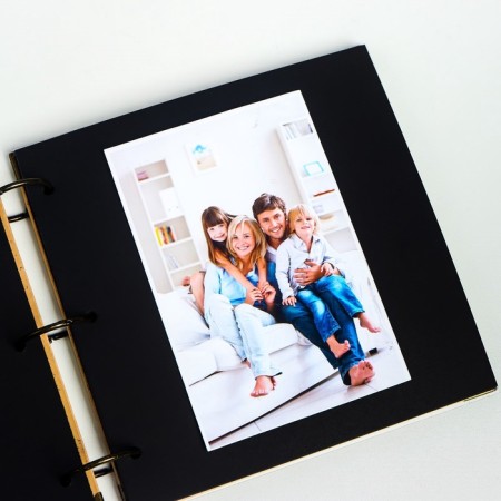 Photo album on rings 30 sheets "Graphic elephant" Black sheets 18.5x18.5 cm-5