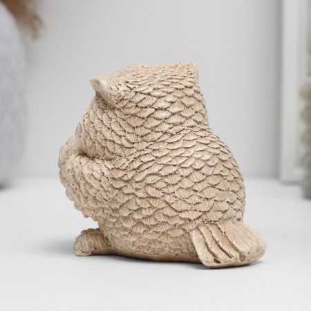 Figure "Owl with binoculars" beige, 8x10x6cm-2