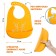 Bibslate for feeding silicone with pockets, orange color