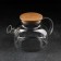 Glass Tea Set on an Eco wooden stand, 7 items: kettle 1.1 liters, 5 mugs 120 ml, stand