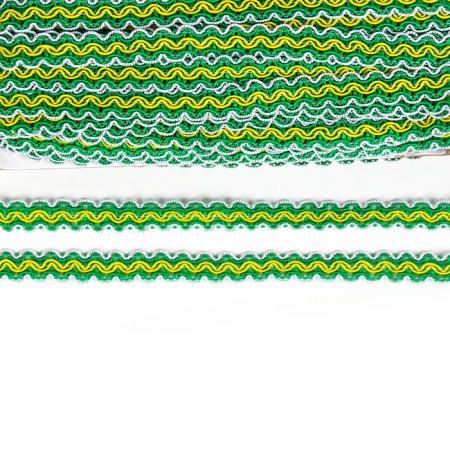 Braid white-green-yellow, width 1.2 cm, in packaging 50 m-2