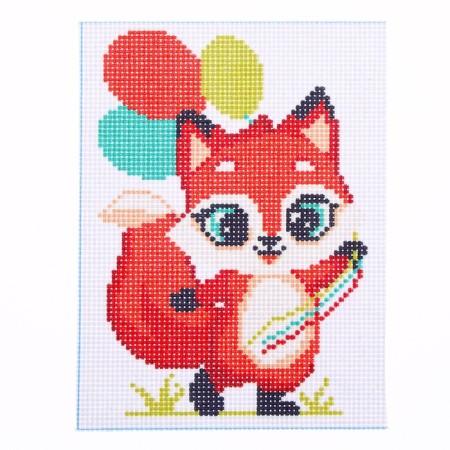 Canvas for embroidery with a cross "Fox with balls", 20 x 15 cm-1
