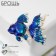 Brooch "Fish" Cockerel, white-blue color in gold