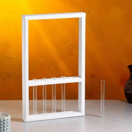 Kashpo wooden 28 × 4.5 × 40 cm with 5 flasks "Extra frame", white give beautifully-4