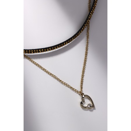 Choker "duet" heart, black-gold color, l = 30 cm-2