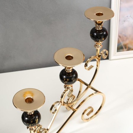 Summary Metal for 3 candles "Turning" Gold with black 39x13.5x42 cm-3
