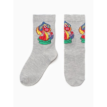 Women's socks "Snake in a kokoshnik", gray color, river 36-40