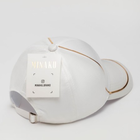 Women's cap Minaku with a gold contour white color, rr 56-58-6