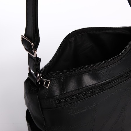 Female bag on one shoulder, on a zipper, black color-4