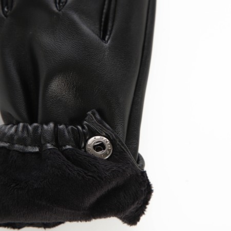 Gloves of wives 24*1*9 cm, leather claim, without insulation (c), dimensionless, gum cuff, black-2