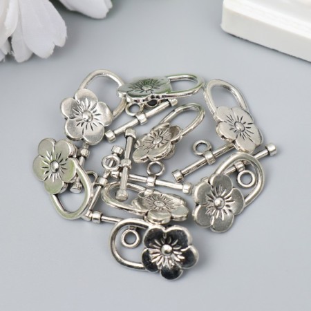 Decor metal for the creativity of the lock "Flower" silver 2.2x1.5 cm-2