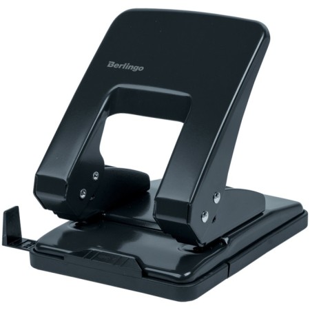 Metal hole punch 40 sheets, berlingo, with a ruler, black