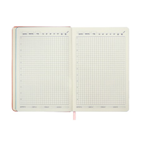 Leduced Diary A5, 140l, Cage, leatherette, elastic band, turquoise slice, peach-11