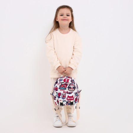 Baby backpack on lightning, 3 outer pockets, pink/white color-3