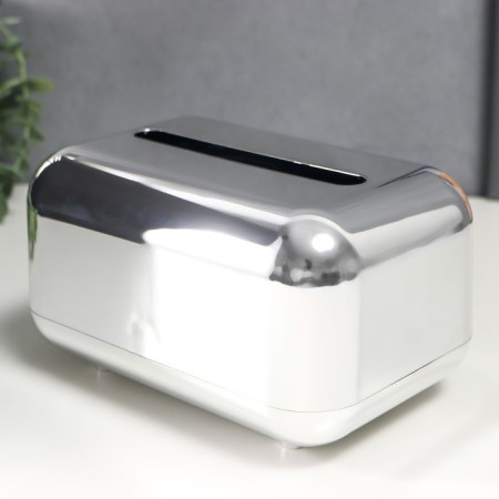 Casket Plastic for napkins "Smooth angles. Silver" 10x12x18 cm-1