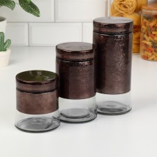 A set of glass cans for bulk products 
