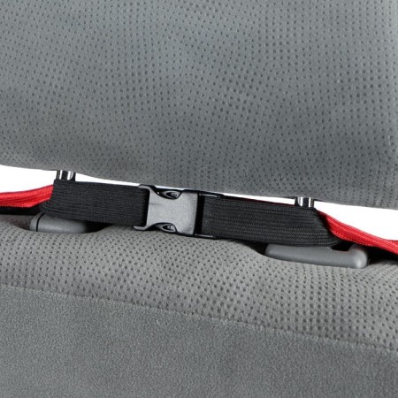 Nabbage on the front seat, velor, size 55 x 130 cm, black, with red edging-3
