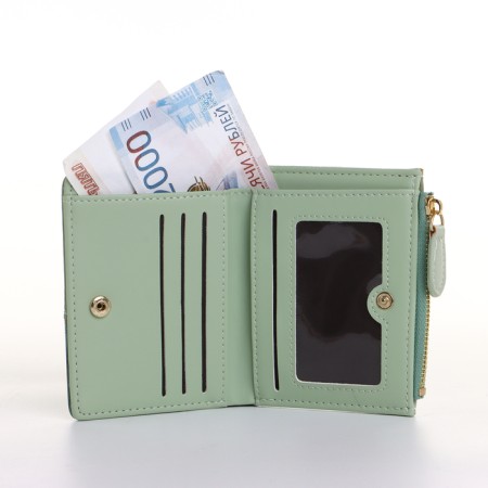 Women's wallet on the button, green color-4