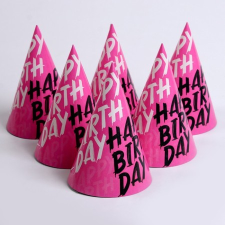 Paper cap Happy Birthday, in a set of 6 pcs.-3