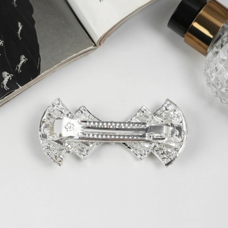 Halfish hair clip "linetta" bow, 8 cm, silver-1