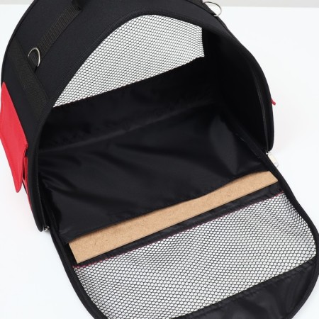 Bag - animal transportation, semicircular with pvc pockets, 37 x 18 x 25 cm, red-4