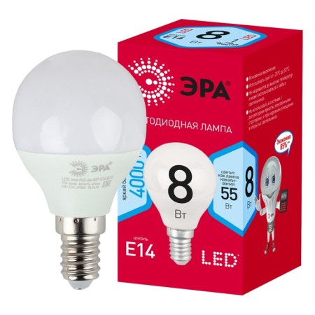 LED LED era Red Line "Shar", 8 W, E14, 640 lm, 4000k, white glow-1