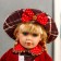 Doll Collectible Ceramics "Inga in red, a dress in peas and a cage" "40 cm