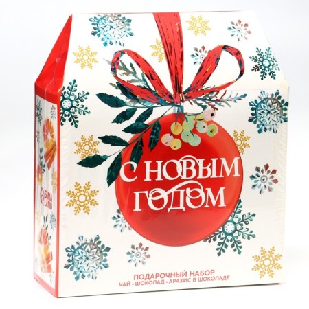 New Year's gift “Happy New Year”: black tea, chocolate, peanuts in the glaze-10