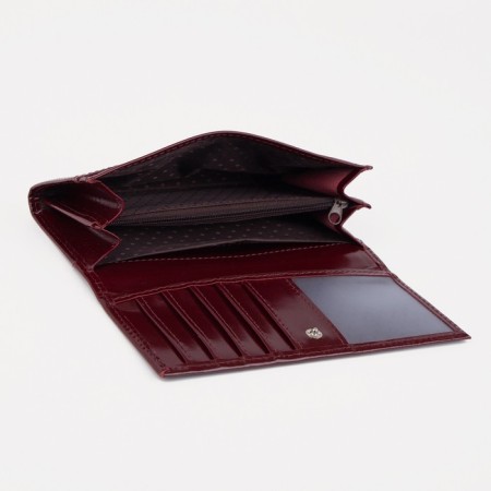 Women's wallet on the button, burgundy color-2