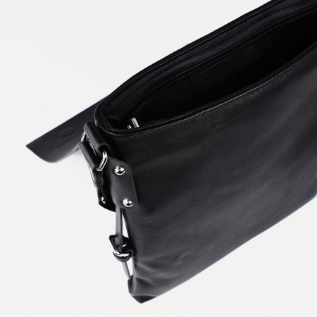 Male bag over the shoulder, Textura, artificial leather, black color-3